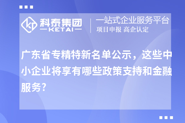 廣東省專精特新名單公示，這些中小企業(yè)將享有哪些政策支持和金融服務?