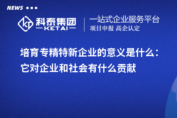 培育專(zhuān)精特新企業(yè)的意義是什么：它對(duì)企業(yè)和社會(huì)有什么貢獻(xiàn)