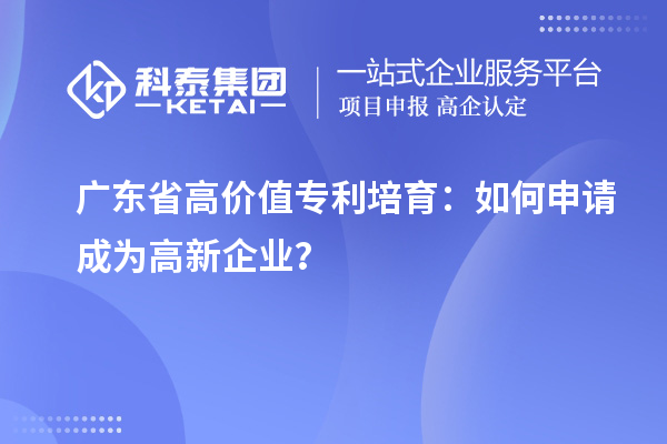廣東省高價(jià)值專利培育：如何申請(qǐng)成為高新企業(yè)？