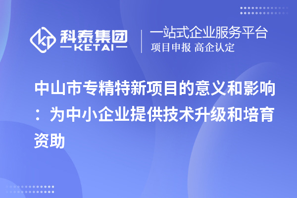 中山市專精特新項(xiàng)目的意義和影響：為中小企業(yè)提供技術(shù)升級和培育資助