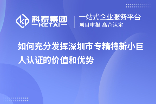 如何充分發(fā)揮深圳市專(zhuān)精特新小巨人認(rèn)證的價(jià)值和優(yōu)勢(shì)