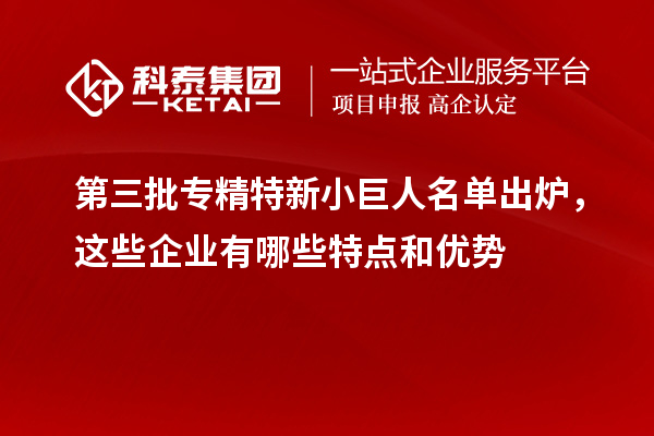 第三批專精特新小巨人名單出爐，這些企業(yè)有哪些特點和優(yōu)勢