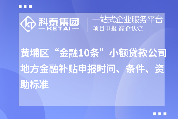 黃埔區(qū)“金融10條”小額貸款公司地方金融補(bǔ)貼申報(bào)時(shí)間、條件、資助標(biāo)準(zhǔn)