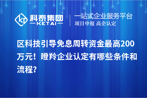 區(qū)科技引導免息周轉(zhuǎn)資金最高200萬元！瞪羚企業(yè)認定有哪些條件和流程？