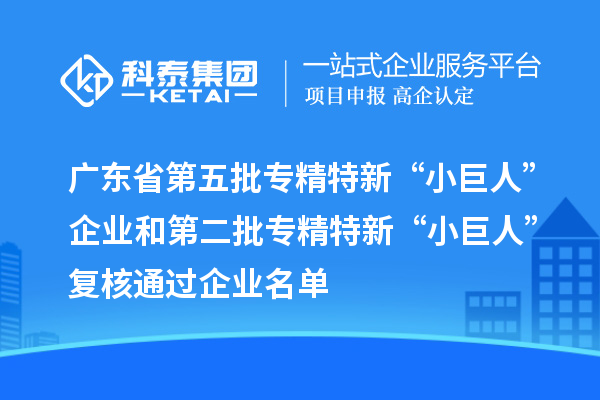 廣東省第五批專(zhuān)精特新“小巨人”企業(yè)和第二批專(zhuān)精特新“小巨人”復(fù)核通過(guò)企業(yè)名單
