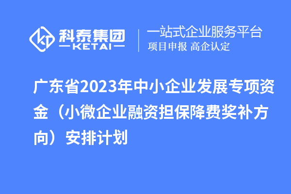 廣東省2023年中小企業(yè)發(fā)展專項資金（小微企業(yè)融資擔保降費獎補方向）安排計劃