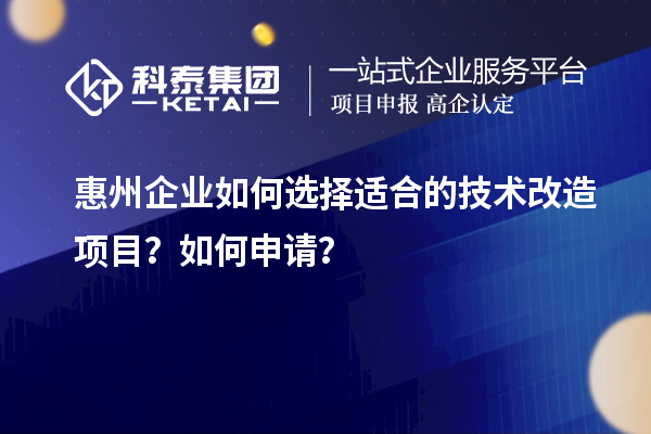 惠州企業(yè)如何選擇適合的技術(shù)改造項目？如何申請？