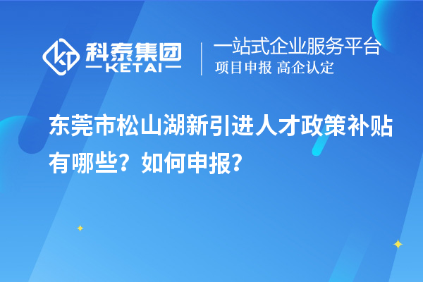 東莞市松山湖新引進(jìn)人才政策補(bǔ)貼有哪些？如何申報(bào)？