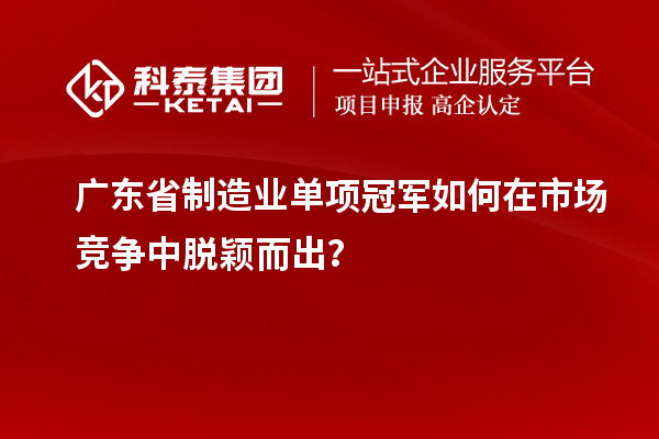 廣東省制造業(yè)單項冠軍如何在市場競爭中脫穎而出？