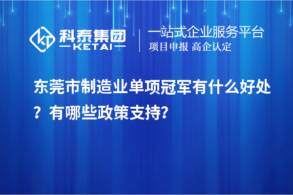東莞市制造業(yè)單項冠軍有什么好處？有哪些政策支持？