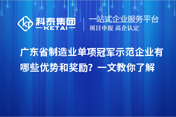 廣東省制造業(yè)單項(xiàng)冠軍示范企業(yè)有哪些優(yōu)勢(shì)和獎(jiǎng)勵(lì)？一文教你了解