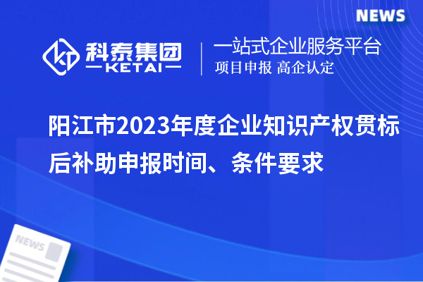 陽(yáng)江市2023年度企業(yè)知識(shí)產(chǎn)權(quán)貫標(biāo)后補(bǔ)助申報(bào)時(shí)間、條件要求