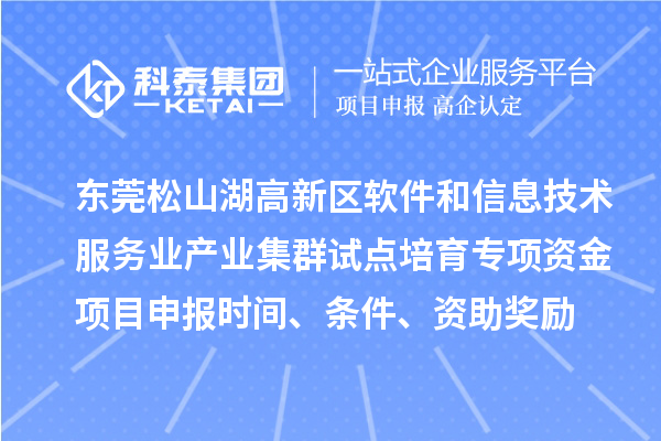 東莞松山湖高新區(qū)軟件和信息技術(shù)服務(wù)業(yè)產(chǎn)業(yè)集群試點(diǎn)培育專項(xiàng)資金項(xiàng)目申報(bào)時(shí)間、條件、資助獎(jiǎng)勵(lì)
