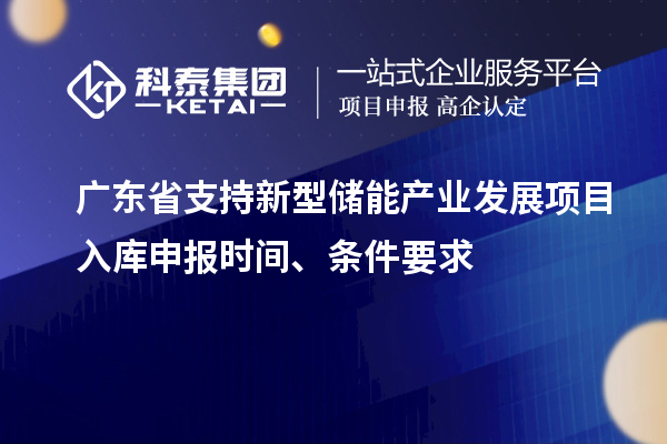 廣東省支持新型儲能產(chǎn)業(yè)發(fā)展項目入庫申報時間、條件要求