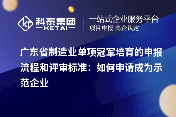 廣東省制造業(yè)單項冠軍培育的申報流程和評審標(biāo)準(zhǔn)：如何申請成為示范企業(yè)