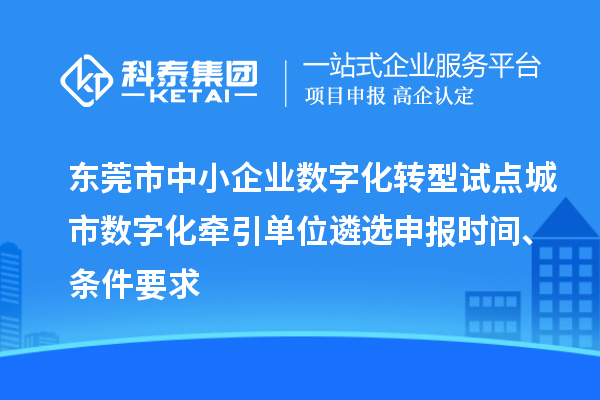 東莞市中小企業(yè)數(shù)字化轉(zhuǎn)型試點城市數(shù)字化牽引單位遴選申報時間、條件要求