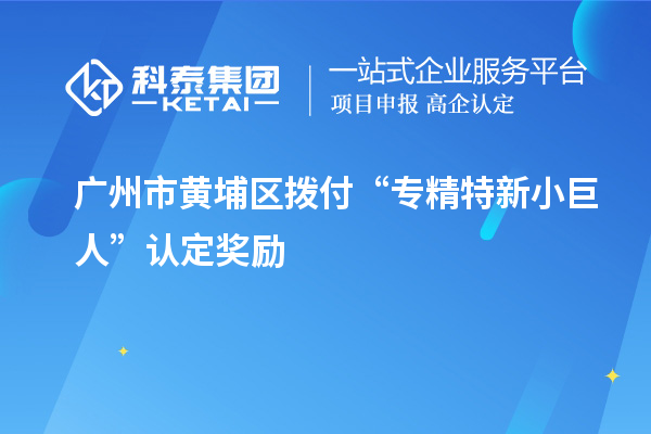 廣州市黃埔區(qū)撥付“專精特新小巨人”認(rèn)定獎(jiǎng)勵(lì)