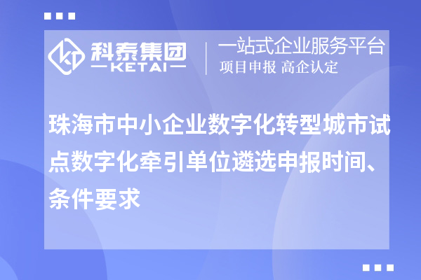 珠海市中小企業(yè)數(shù)字化轉(zhuǎn)型城市試點數(shù)字化牽引單位遴選申報時間、條件要求