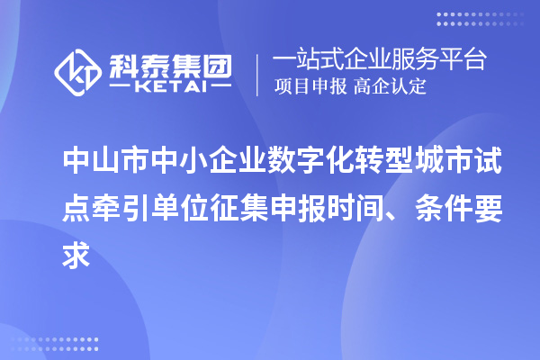 中山市中小企業(yè)數(shù)字化轉(zhuǎn)型城市試點牽引單位征集申報時間、條件要求