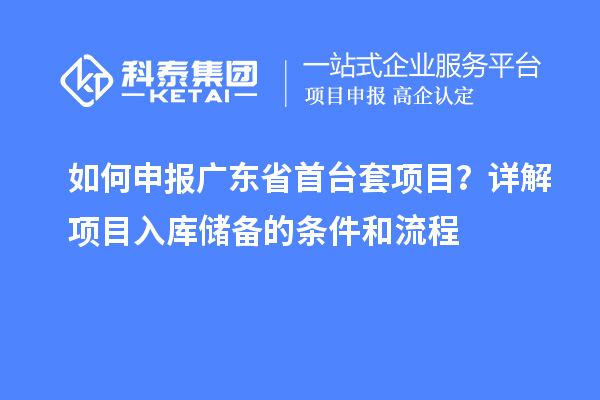 如何申報(bào)廣東省首臺(tái)套項(xiàng)目？詳解項(xiàng)目入庫儲(chǔ)備的條件和流程