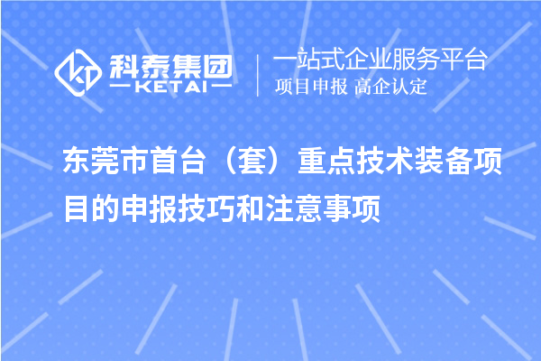 東莞市首臺（套）重點(diǎn)技術(shù)裝備項(xiàng)目的申報技巧和注意事項(xiàng)