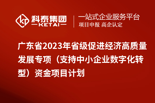 廣東省2023年省級促進經(jīng)濟高質(zhì)量發(fā)展專項（支持中小企業(yè)數(shù)字化轉(zhuǎn)型）資金項目計劃