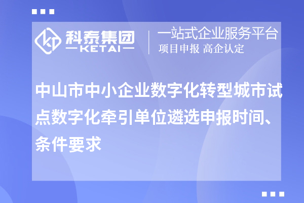 中山市中小企業(yè)數(shù)字化轉(zhuǎn)型城市試點(diǎn)數(shù)字化牽引單位遴選申報時間、條件要求