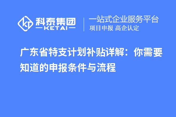 廣東省特支計劃補(bǔ)貼詳解：你需要知道的申報條件與流程