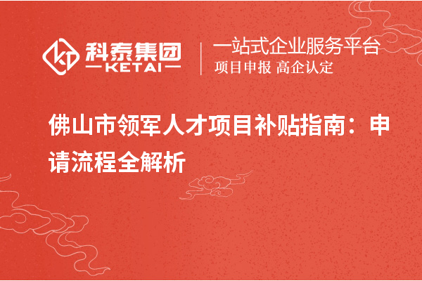 佛山市領(lǐng)軍人才項目補(bǔ)貼指南：申請流程全解析