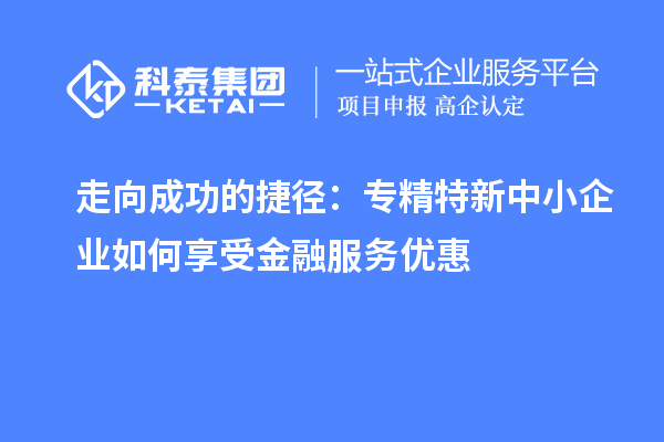 走向成功的捷徑：專精特新中小企業(yè)如何享受金融服務優(yōu)惠