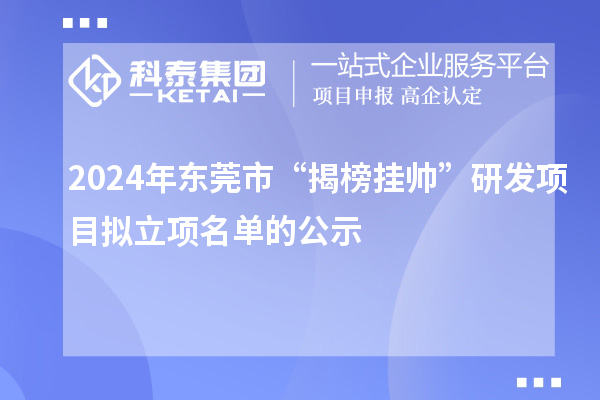 2024年東莞市“揭榜掛帥”研發(fā)項目擬立項名單的公示