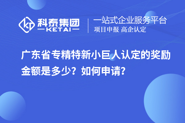 廣東省專精特新小巨人認定的獎勵金額是多少？如何申請？