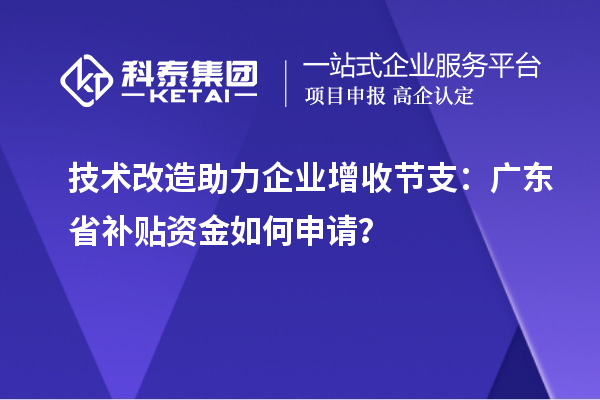 技術改造助力企業(yè)增收節(jié)支：廣東省補貼資金如何申請？