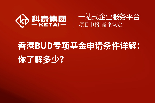香港BUD專項基金申請條件詳解：你了解多少？