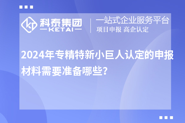 2024年專精特新小巨人認(rèn)定的申報材料需要準(zhǔn)備哪些？