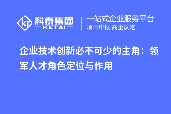 企業(yè)技術(shù)創(chuàng)新必不可少的主角：領(lǐng)軍人才角色定位與作用