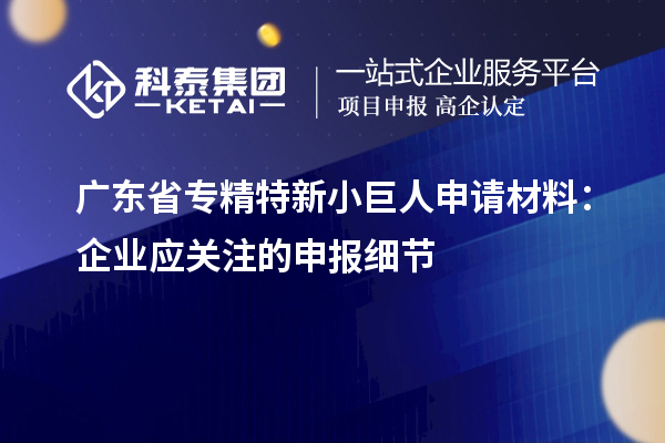 廣東省專精特新小巨人申請材料：企業(yè)應(yīng)關(guān)注的申報(bào)細(xì)節(jié)