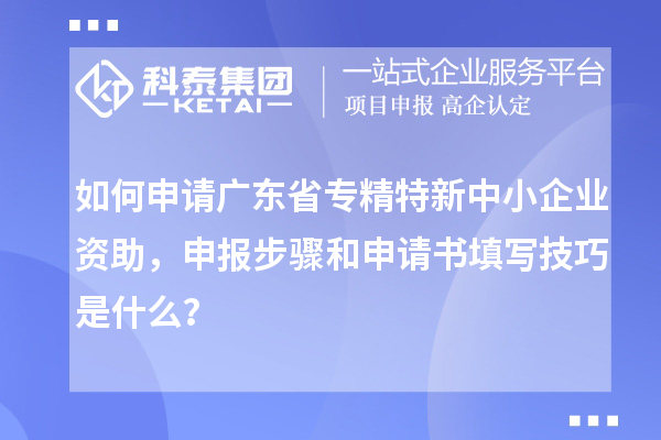 如何申請廣東省專精特新中小企業(yè)資助，申報步驟和申請書填寫技巧是什么？