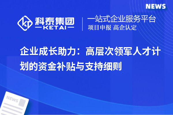 企業(yè)成長助力：高層次領(lǐng)軍人才計劃的資金補(bǔ)貼與支持細(xì)則