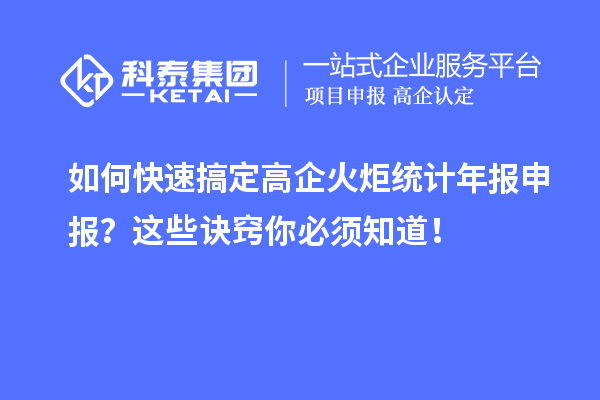 如何快速搞定高企火炬統(tǒng)計(jì)年報(bào)申報(bào)？這些訣竅你必須知道！