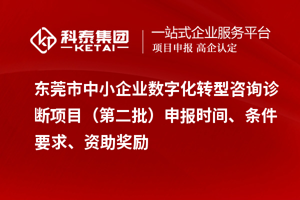 東莞市中小企業(yè)數(shù)字化轉(zhuǎn)型咨詢診斷項(xiàng)目（第二批）申報(bào)時(shí)間、條件要求、資助獎(jiǎng)勵(lì)