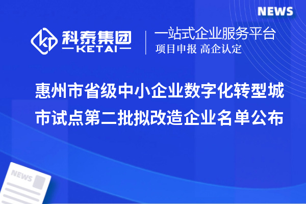 惠州市省級中小企業(yè)數(shù)字化轉(zhuǎn)型城市試點(diǎn)第二批擬改造企業(yè)名單公布