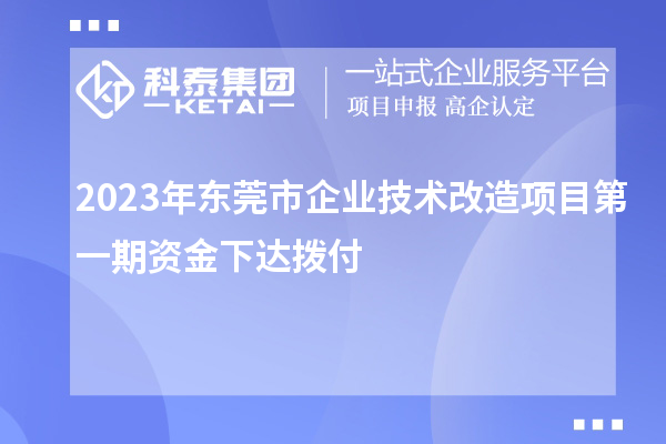 2023年?yáng)|莞市企業(yè)技術(shù)改造項(xiàng)目第一期資金下達(dá)撥付