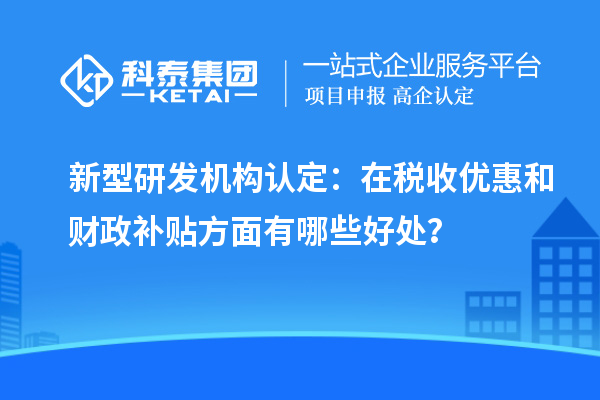 新型研發(fā)機構認定：在稅收優(yōu)惠和財政補貼方面有哪些好處？