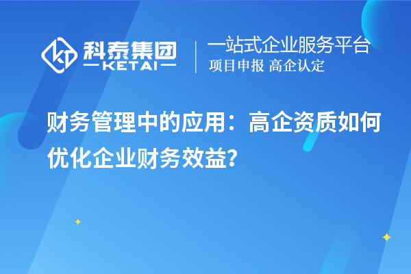 財務管理中的應用：高企資質如何優(yōu)化企業(yè)財務效益？
