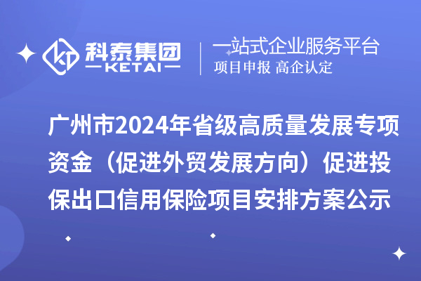 廣州市2024年省級高質(zhì)量發(fā)展專項資金（促進外貿(mào)發(fā)展方向）促進投保出口信用保險項目安排方案公示