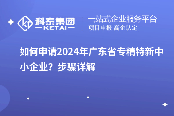 如何申請(qǐng)2024年廣東省專精特新中小企業(yè)？步驟詳解