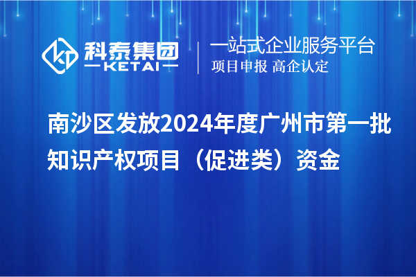 南沙區(qū)發(fā)放2024年度廣州市第一批知識產(chǎn)權(quán)項目（促進類）資金