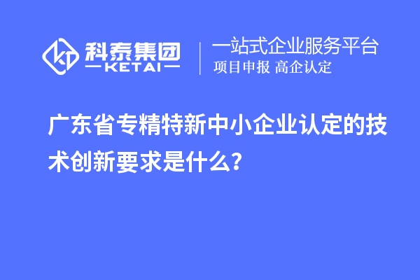 廣東省專精特新中小企業(yè)認定的技術(shù)創(chuàng)新要求是什么？