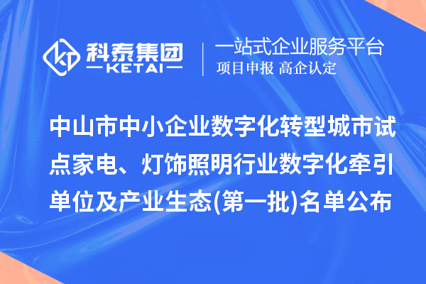 中山市中小企業(yè)數(shù)字化轉(zhuǎn)型城市試點家電、燈飾照明行業(yè)數(shù)字化牽引單位及產(chǎn)業(yè)生態(tài)(第一批)名單公布